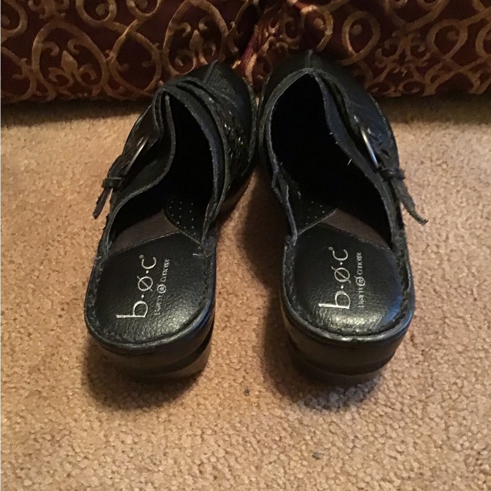 b.o.c. Black Leather Slip-On Clogs - Picture 3 of 4
